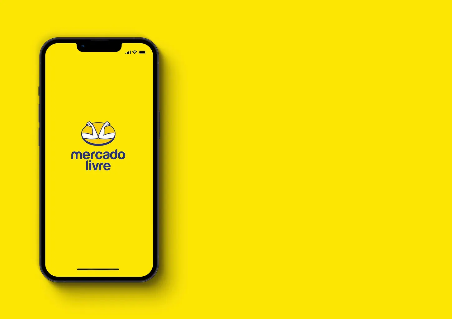 Mercado Livre como plano de fundo de um smartphone